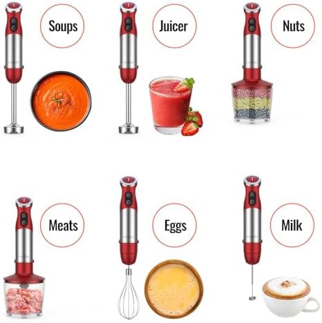Red 1000W copper motor handheld blender — photo 3