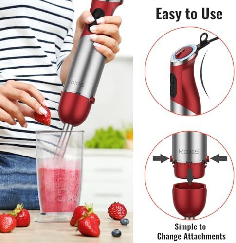 Red 1000W copper motor handheld blender — photo 5