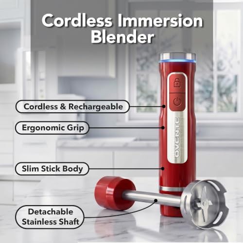 Red Cordless Rechargeable Hand Blender — photo 3