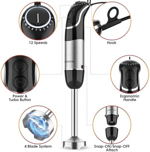 Stainless Steel Twelve Speed Emulsion Blender with Hook — photo 4