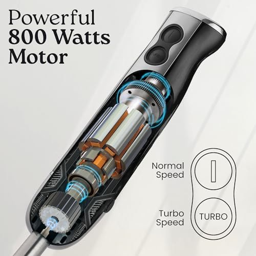 Turbo mode 800W black stainless stick blender — photo 3