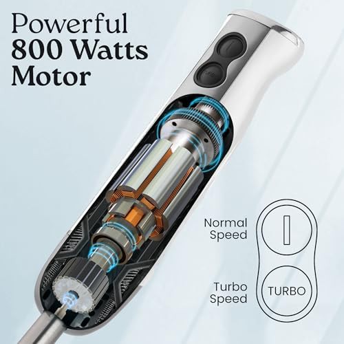 Turbo mode 800W white stainless stick blender — photo 3
