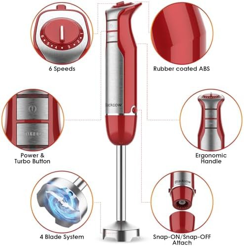 Red Six Speed Five in One Stick Blender — photo 3