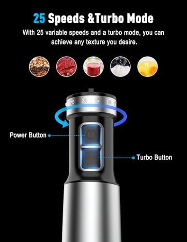 Powerful corded immersion blender with 25 speeds — photo 3