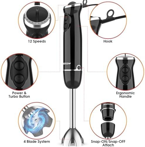 Quiet Black Twelve Speed Stick Blender 500W — photo 4
