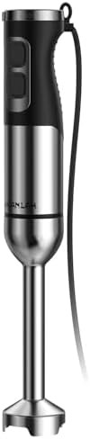 Silver handheld immersion blender with turbo mode