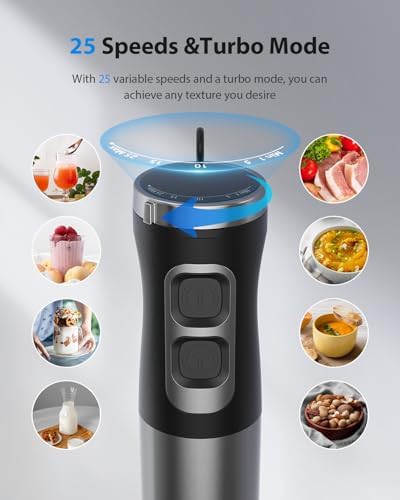 Silver handheld immersion blender with turbo mode — photo 3