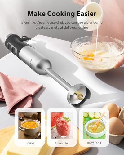 Silver handheld immersion blender with turbo mode — photo 4