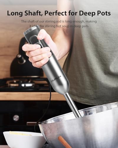 Silver handheld immersion blender with turbo mode — photo 5