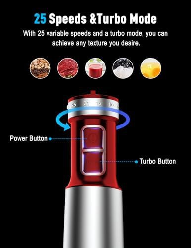 Red scratch resistant corded immersion blender — photo 3